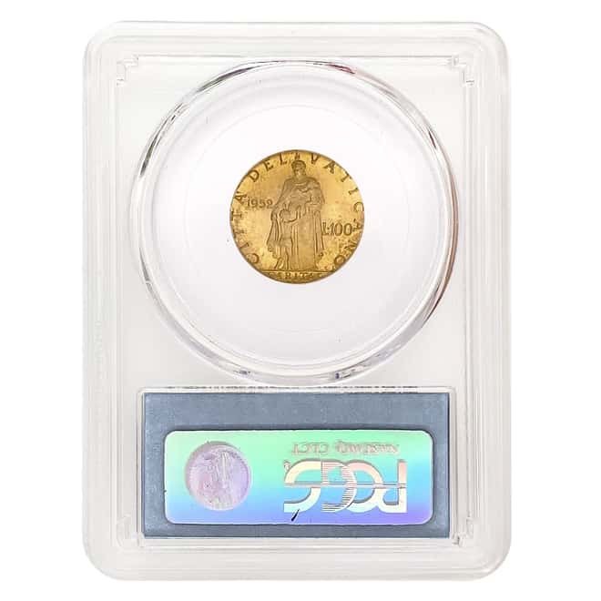 1952 Vatican City Pope Pius XII 100 Lire Gold Coin PCGS MS 64