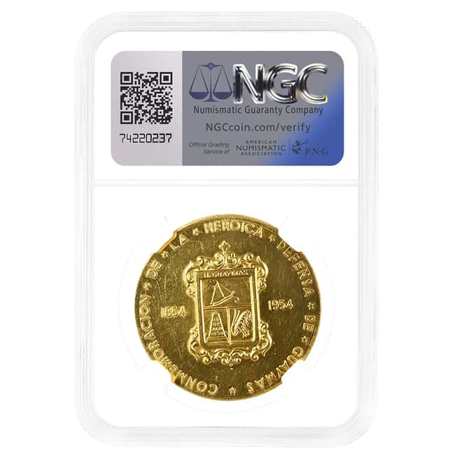 1954 1.17 oz Mexico Defense of Guaymas Gold Medal NGC MS 62
