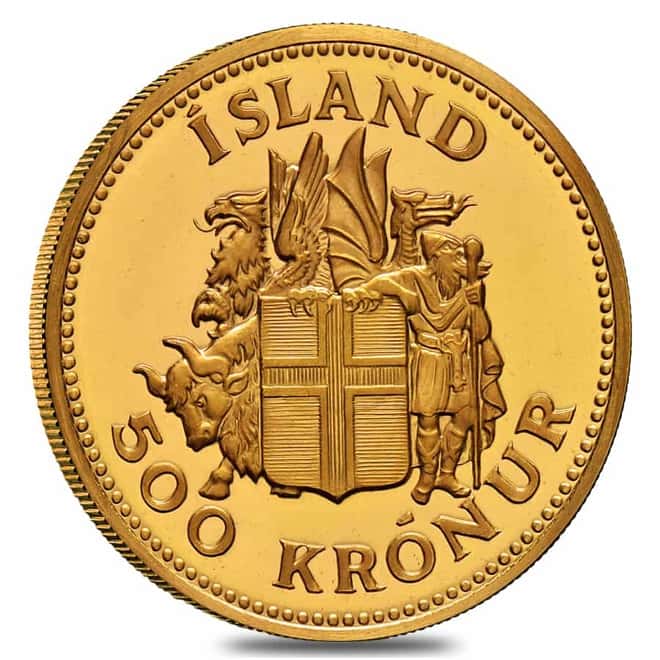 1961 Iceland Jon Sigurdsson 500 Kronur Gold Coin Avg Circ AGW 0.2593 oz
