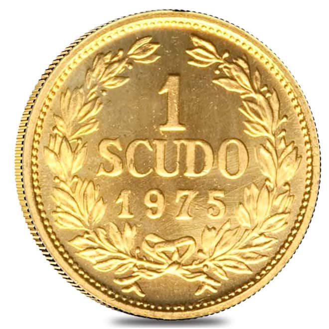 1975 San Marino 1 Scudo Coat of Arms Gold Coin AU/BU