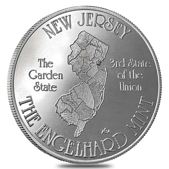 1976 Engelhard Mint American Bicentennial - New Jersey Silver Round ASW 0.925 oz