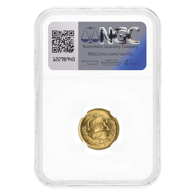 1977 (MS 2536) 1/2 Pahlavi Gold Coin NGC MS 66