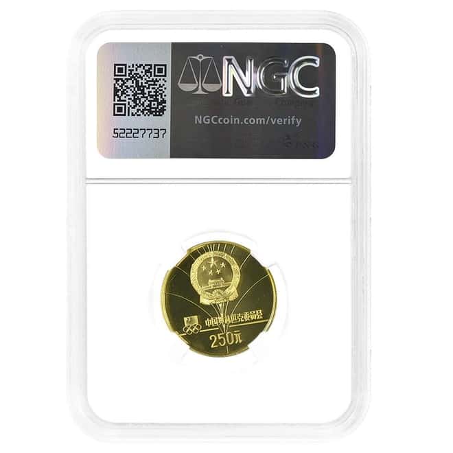 1980 Chinese Lake Placid Olympics Skiing Gold Coin NGC PF 68 UCAM