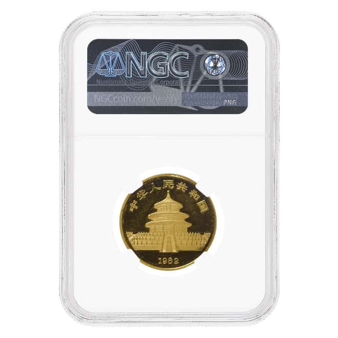 1982 1/2 oz Chinese Gold Panda NGC MS 62
