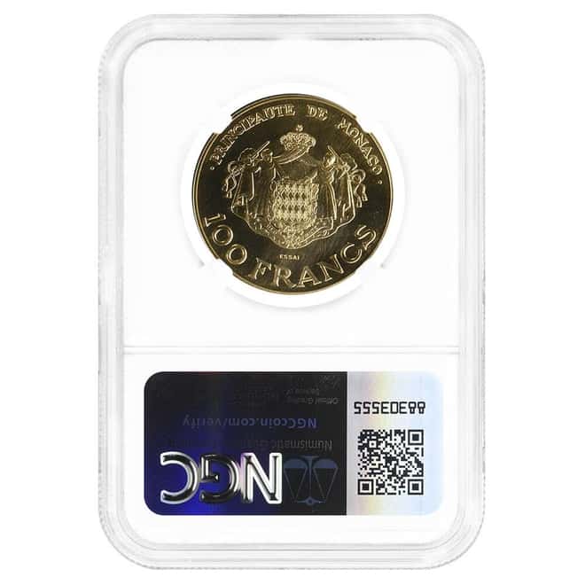 1982 Essai Monaco 100 Francs Prince Albert Gold Coin NGC MS 68