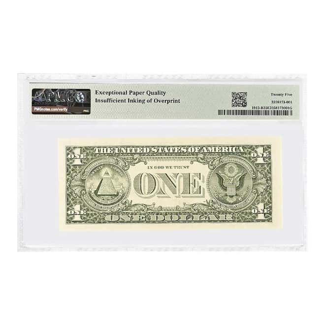 1985 $1 Federal Reserve Currency Note NY Insufficient Inking PMG VF 25 EPQ