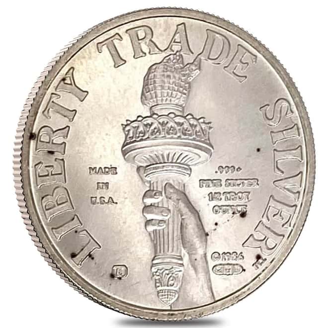 1986 1/2 oz Engelhard MTB Liberty Trade Silver Round .999+ Fine