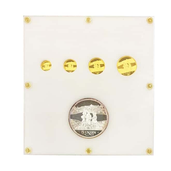 1986 Switzerland 1.85 oz Helvetia Eternal Pact Gold/Silver 5-Coin Set