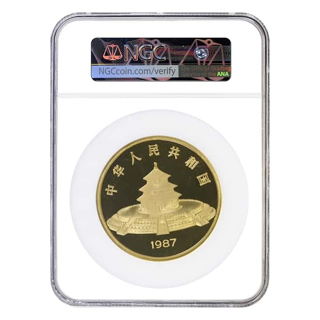 1987 12 oz Chinese Proof Gold Panda 1000 Yuan Coin NGC PF 69 UCAM