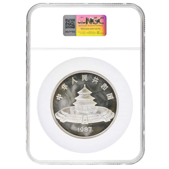 1987 5 oz Chinese Proof Silver Panda 50 Yuan NGC PF 64 UCAM