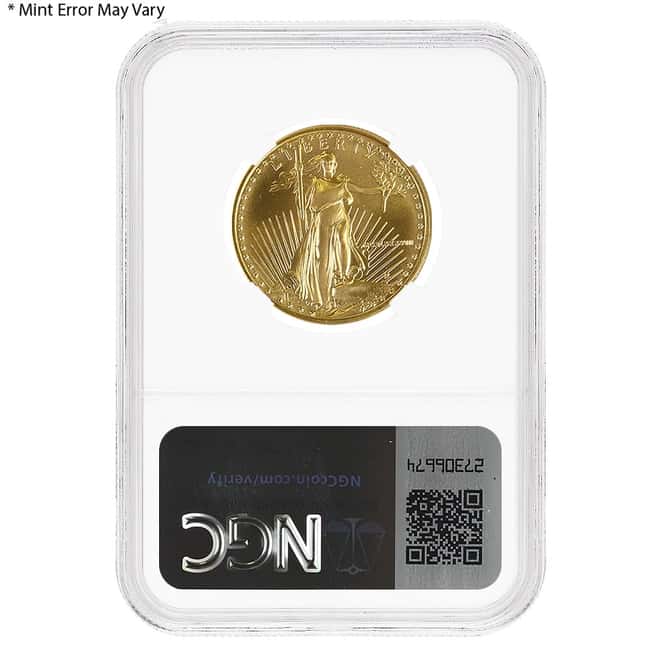1988 1/2 oz Gold American Eagle NGC MS 69 Mint Error (Rev Struck Thru)