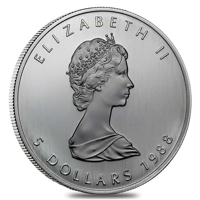 1988 1 oz Canadian Silver Maple Leaf .9999 Fine $5 Coin BU (Sealed)