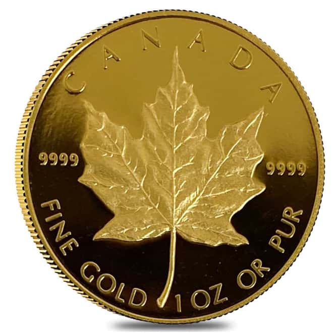 1989 1 oz Canadian Proof Gold Maple Leaf $50 Coin