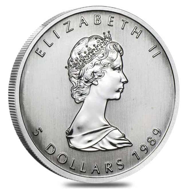1989 1 oz Silver Canadian Maple Leaf .9999 Fine $5 Coin BU (Sealed)