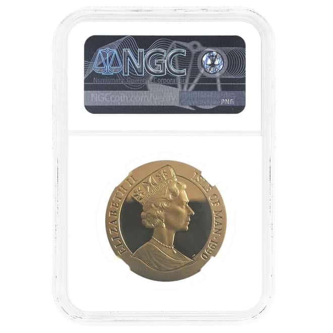 1990 Isle of Man 1 oz Penny Black Proof High Relief Gold Crown NGC PF 70 UCAM