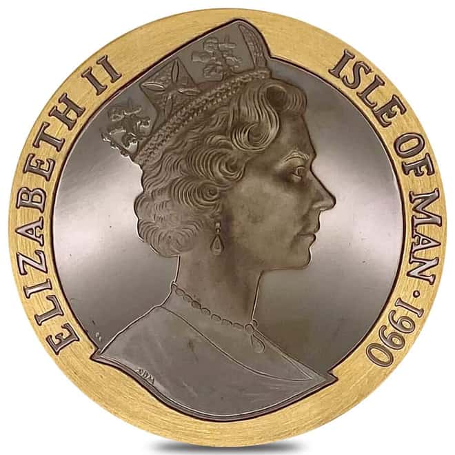 1990 Isle of Man 5 oz Penny Black Proof Gold Crown Box & COA