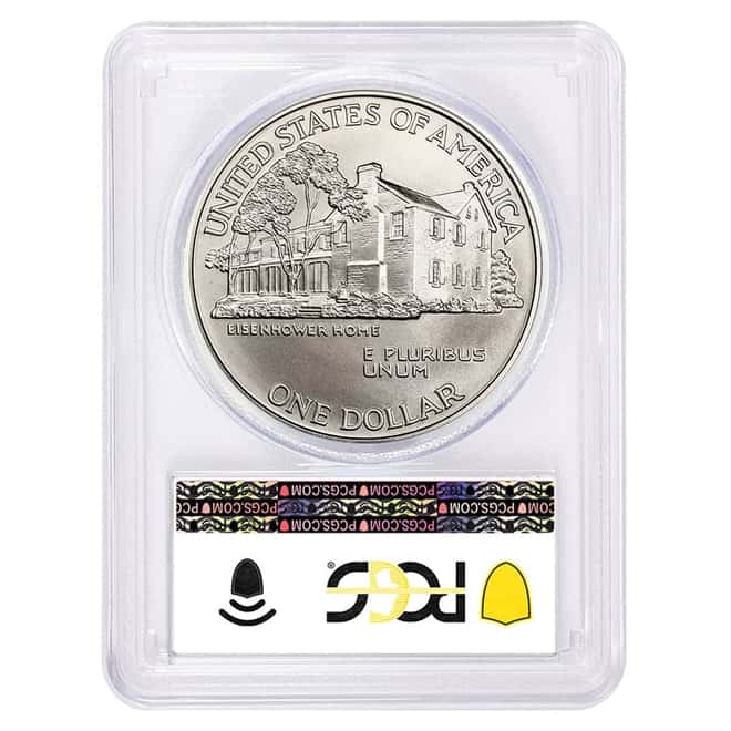 1990 W Eisenhower $1 Silver Dollar Commem PCGS MS 70