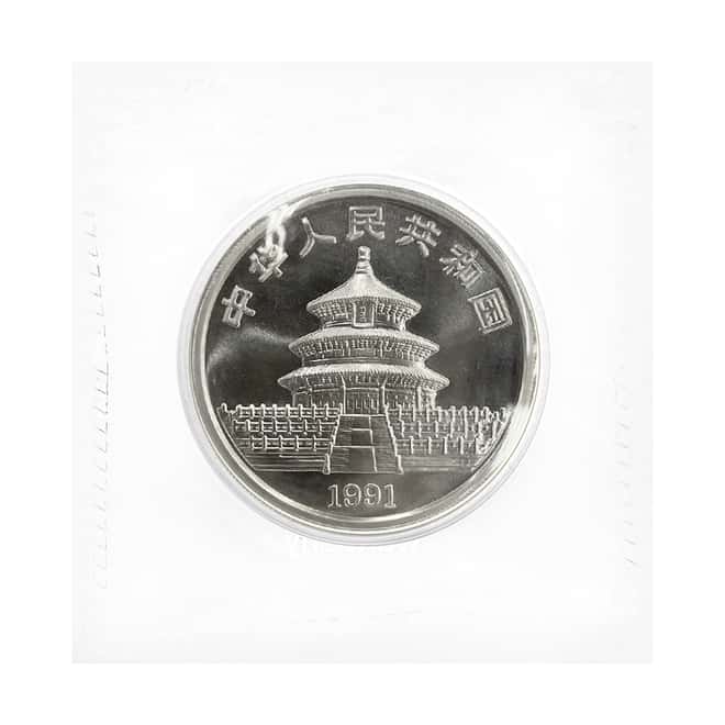 1991 1 oz Chinese Silver Panda 10 Yuan BU Large Date (Sealed)