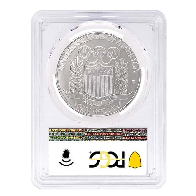 front 1992 D Olympics $1 Silver Dollar Commemorative PCGS MS 70 min
