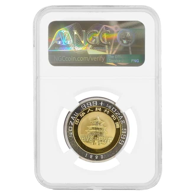 1993 1/4 oz Chinese Proof Gold/Silver Panda 25 Yuan Bi-Metallic Coin NGC PF 69 UCAM