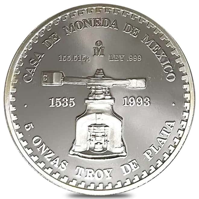 1993 5 oz Mexican Piedra De Los Soles Silver Medal .999 Fine