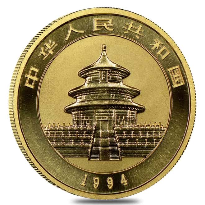 1994 1/10 Chinese Gold Panda 10 Yuan .999 Fine BU (Sealed)