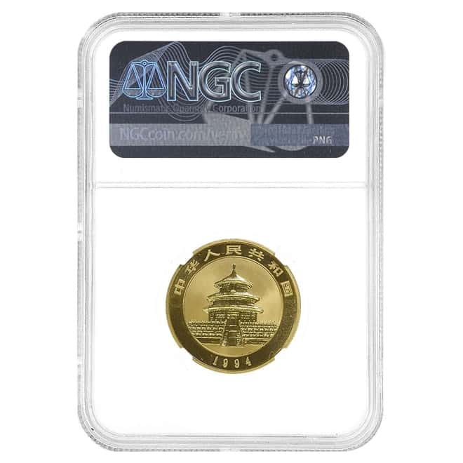 1994 1/2 oz Chinese Gold Panda 50 Yuan Small Date NGC MS 68