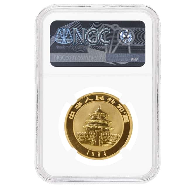 1994 1 oz Chinese Gold Panda 100 Yuan Small Date NGC MS 67
