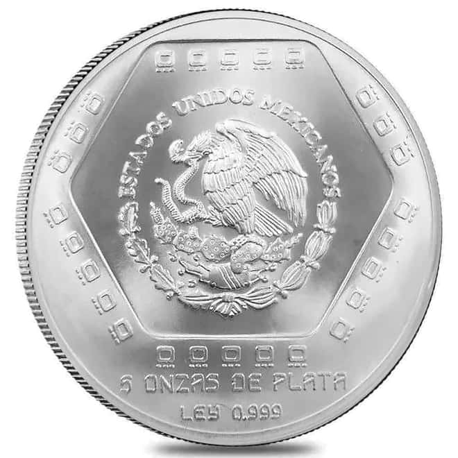 1994 5 oz Mexican Silver Piramide Del Castillo Coin BU