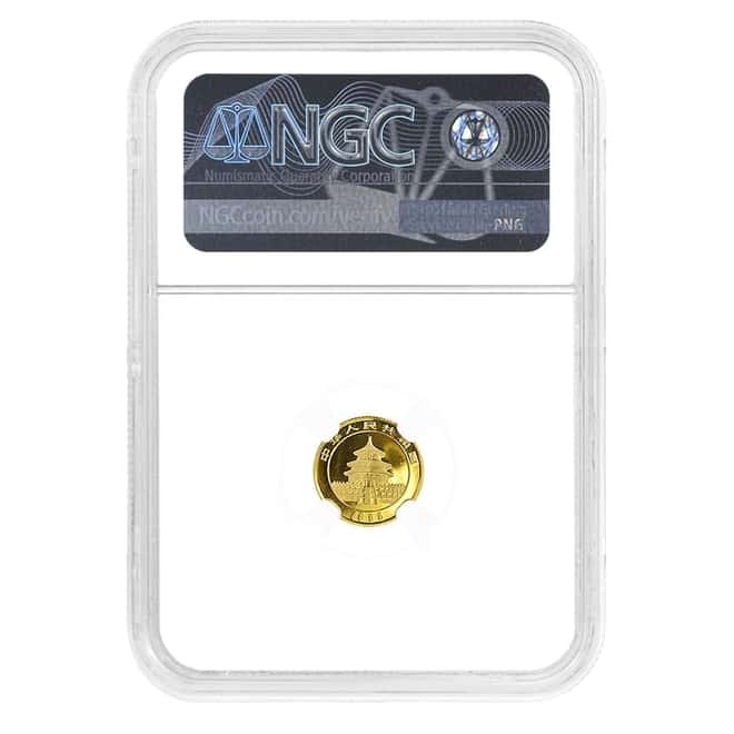 1995 1/20 oz Chinese Gold Panda 5 Yuan Small Date NGC MS 69