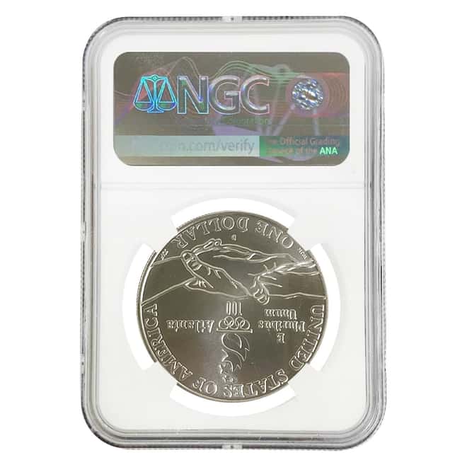 1995 D Olympics Cycling $1 Silver Dollar Commemorative NGC MS 70