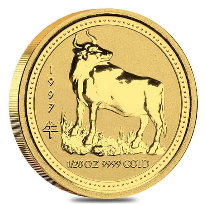 1997 1/20 oz Gold Lunar Ox BU Australian Perth Mint Series I