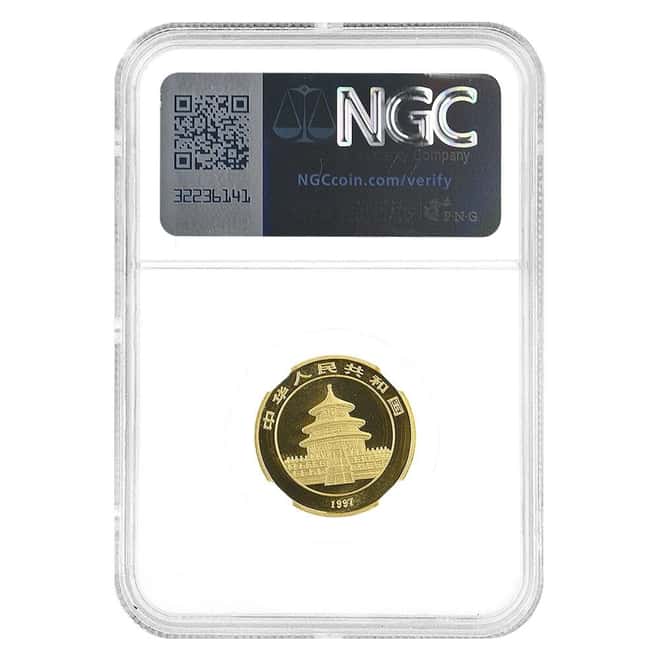 1997 1/4 oz Chinese Gold Panda 25 Yuan Small Date NGC MS 69