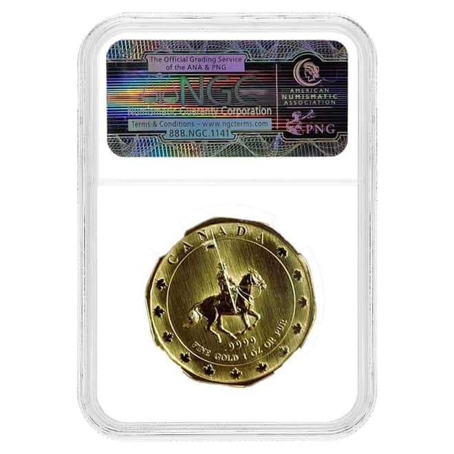 1997 1 oz Canadian Gold Mountie Maple Leaf $50 Coin NGC MS 69