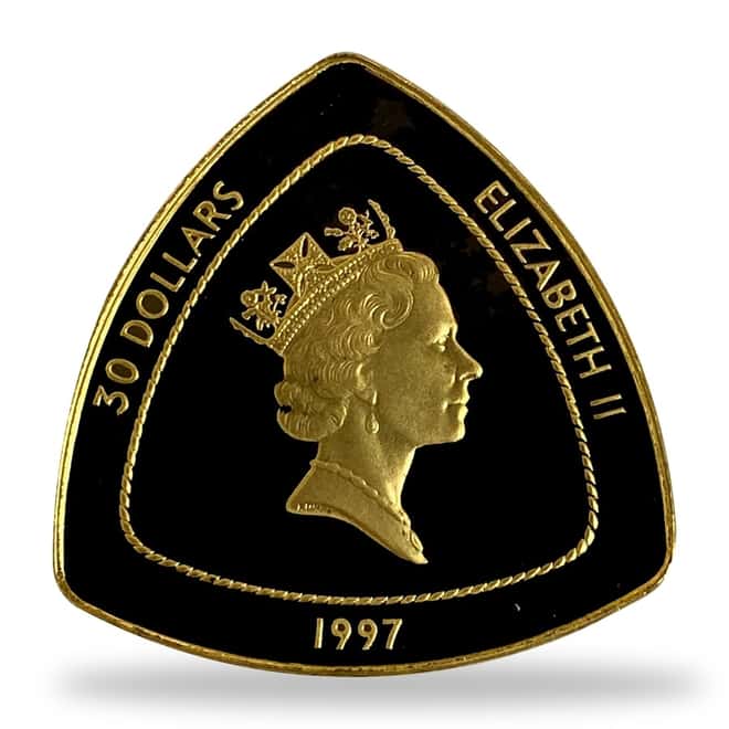 1997 Bermuda 15.16 gram Proof Gold Sea Venture Triangular Coin .999 Fine (w/Box & COA)