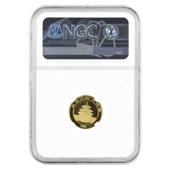 1998 1/10 oz Chinese Gold Panda 10 Yuan Small Date NGC MS 69