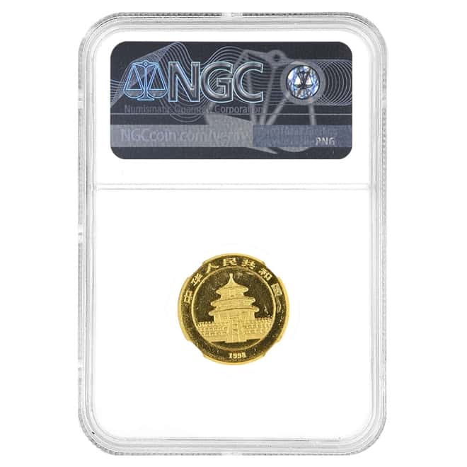 1998 1/4 oz China Gold Panda 25 Yuan Small Date NGC UNC Details