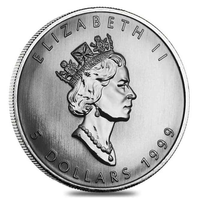1999 1 oz Silver Canadian Maple Leaf .9999 Fine $5 Coin BU (Sealed)