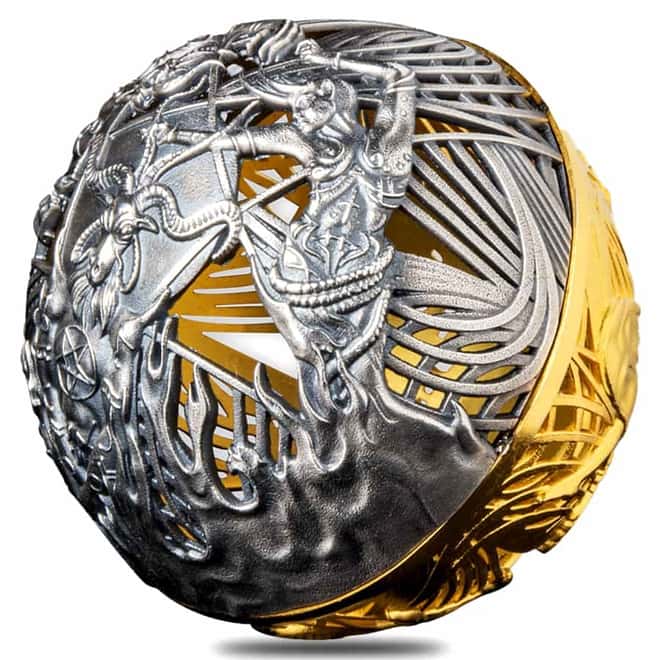 2021 2 oz Silver Heaven and Hell Spherical Coin Samoa .999 Fine (w/Box & COA)