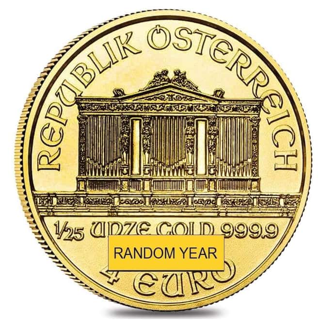 1/25 oz Austrian Gold Philharmonic Coin BU (Random Year)
