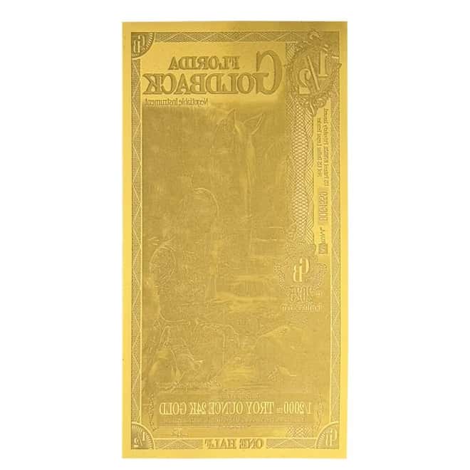 Pack of 100 - 1/2 Florida Goldback 1/2000 oz 24K Gold Foil Aurum Note