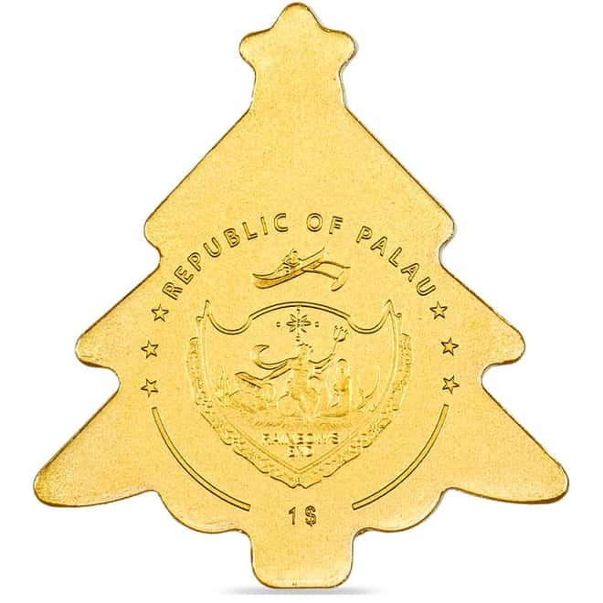 1/2 gram Gold Christmas Tree Coin Palau .9999 Fine