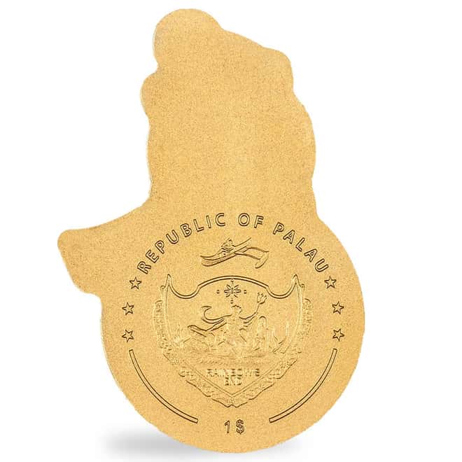 1/2 gram Gold Snowman Coin Palau .9999 Fine