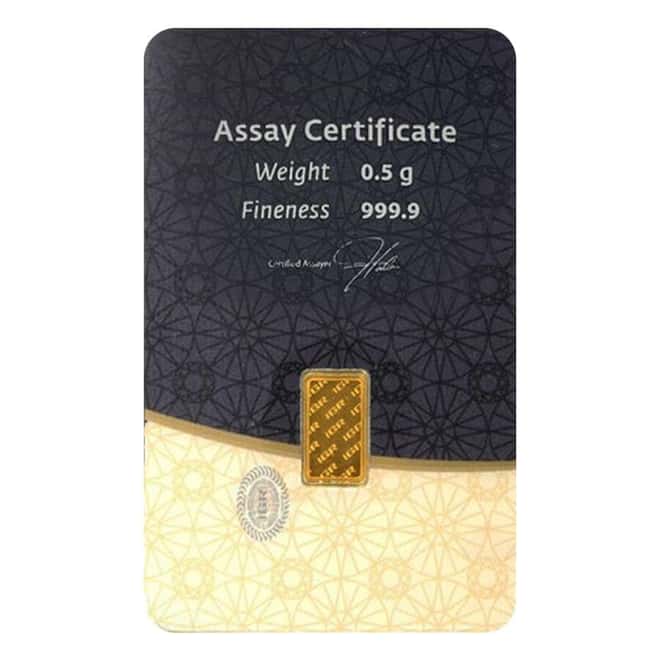 1/2 Gram Istanbul Gold Refinery (IGR) Bar .9999 Fine (in Assay)