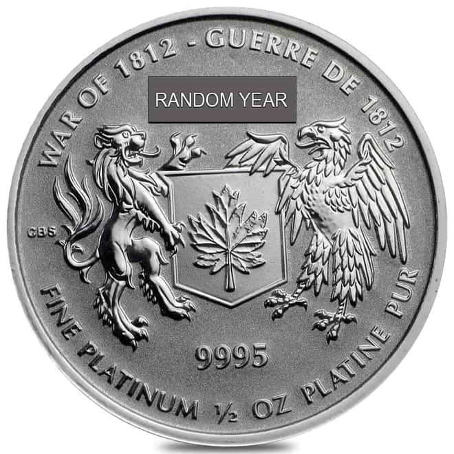 1/2 oz Canada $50 War of 1812 Platinum Coin .9995 Fine BU/Proof (Random Year)