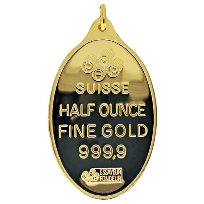1/2 oz Gold PAMP Suisse Lady Fortuna Oval Bar .9999 Fine