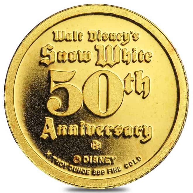 1/4 oz Rarities Mint Gold Snow White Witch Round 50th Ann.