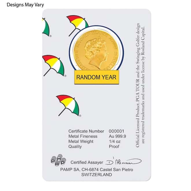 1/4 oz Proof Gold Coin Solomon Islands .9999 Fine (Random Year, in Assay)