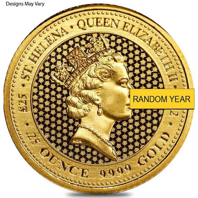 1/4 oz St. Helena Gold Sovereign Coin BU (Random Year)