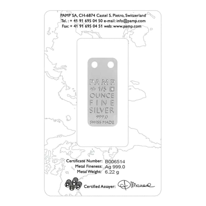 1/5 oz PAMP Suisse Orchid Proof Silver Ingot Pendant